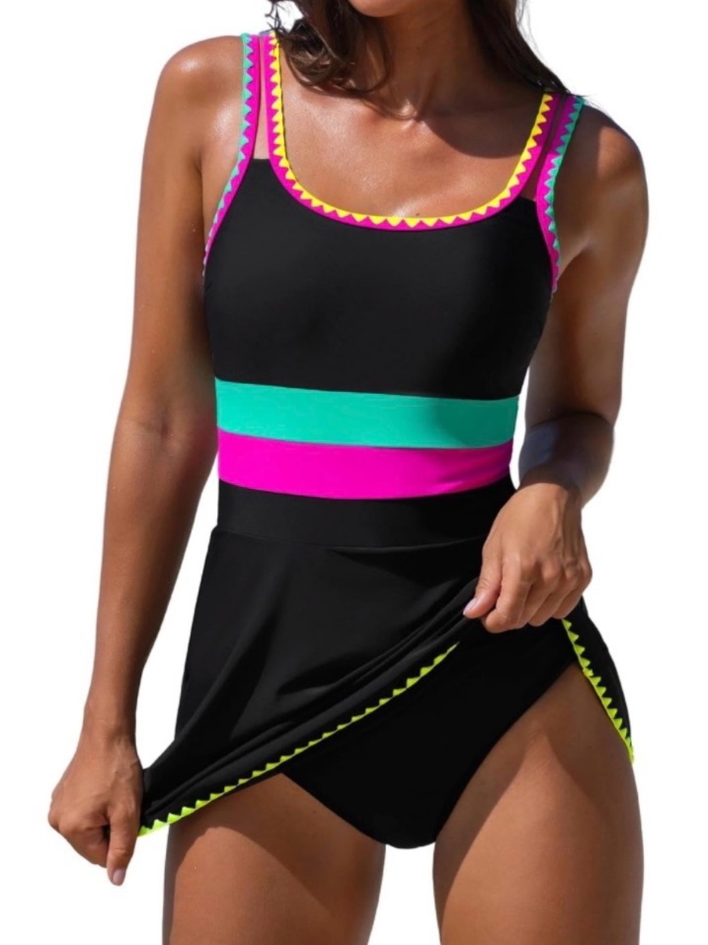 popvil Women One Piece Swimsuit 2026 Tummy Control Bathing Suit Neon Modest Swim